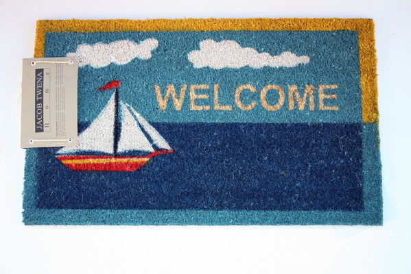 שטיח כניסה עם איור של סירה 