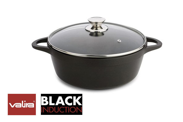 סיר יציקה+מכסה זכוכית  20 ס"מ  VALIRA Black Induction