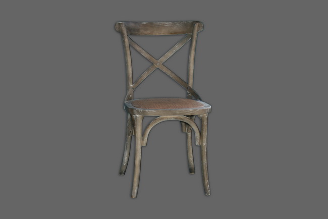 כסא עץ בסגנון כפרי, ברמת גימור גבוהה, בצבע אפרפר. 60*60*90 