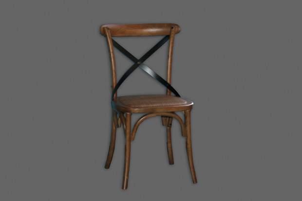 כסא עץ בסגנון כפרי, ברמת גימור גבוהה, בצבע חום. מידות 60*60*90 